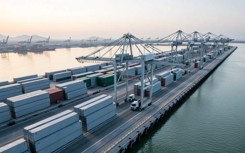 Modern logistics terminal in Southeast Asia